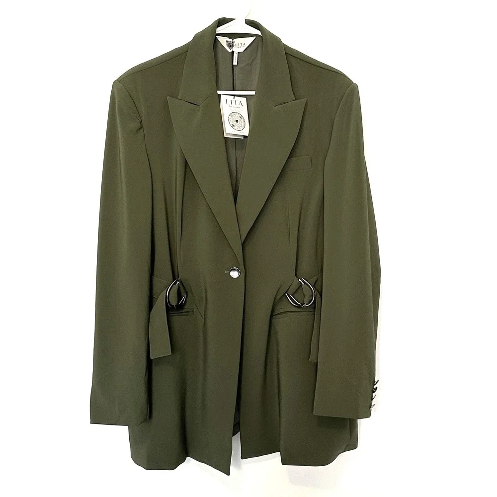 LITA Blazer Womens 2XL Statement Belted‎ Structured Stretch Jacket Modern